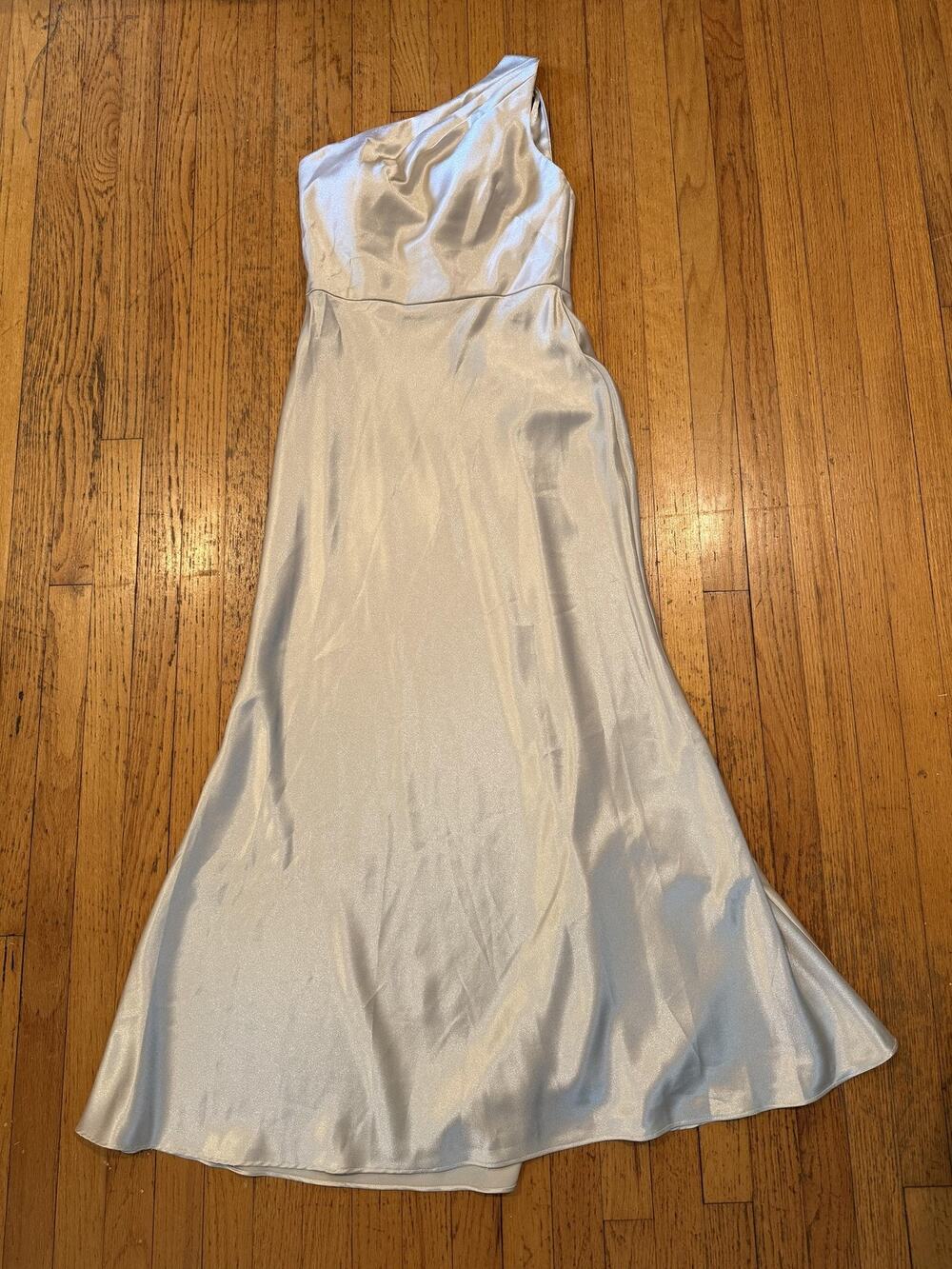 Jenny Yoo Lena Dress Womens 10 Latte Satin One Shoulder Gown Bridesmaid Formal